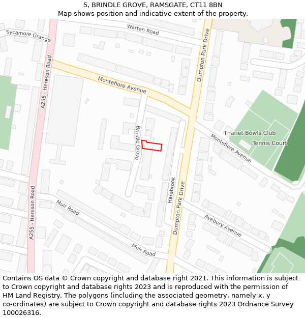 5, BRINDLE GROVE, RAMSGATE, CT11 8BN: Location map and indicative extent of plot