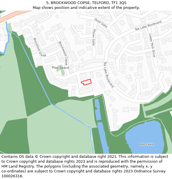 5, BROCKWOOD COPSE, TELFORD, TF1 3QS: Location map and indicative extent of plot