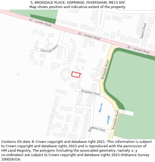 5, BROGDALE PLACE, OSPRINGE, FAVERSHAM, ME13 0AF: Location map and indicative extent of plot