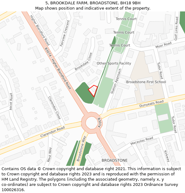 5, BROOKDALE FARM, BROADSTONE, BH18 9BH: Location map and indicative extent of plot