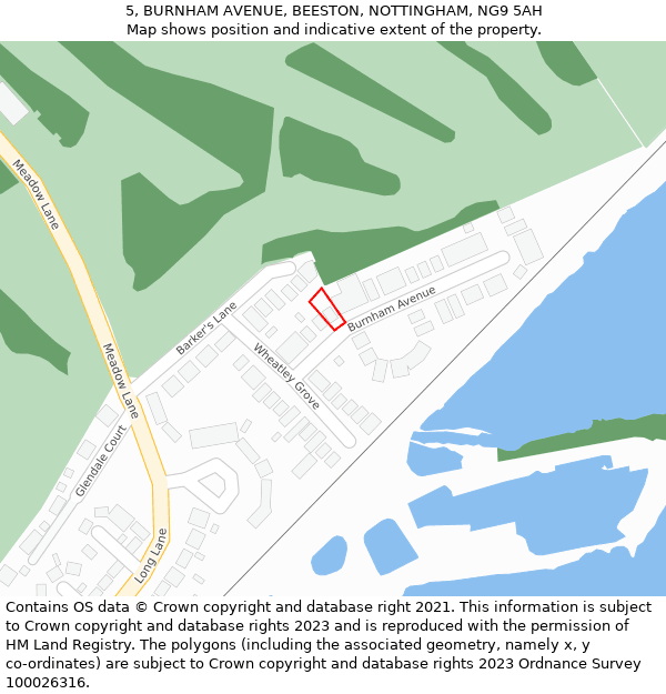 5, BURNHAM AVENUE, BEESTON, NOTTINGHAM, NG9 5AH: Location map and indicative extent of plot