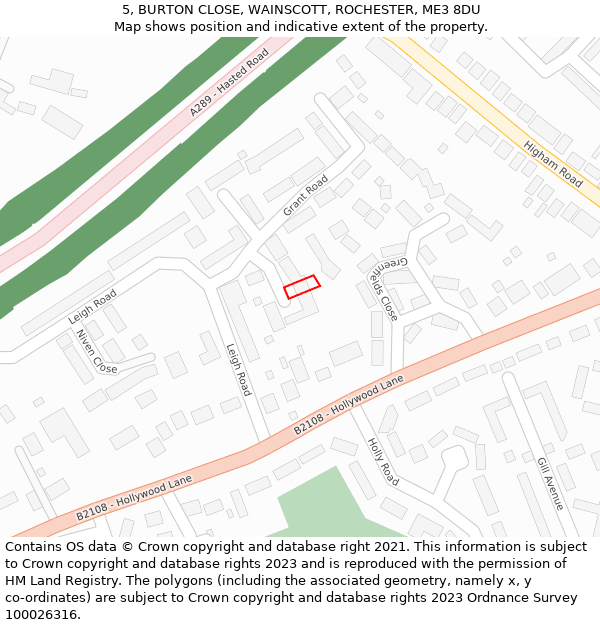 5, BURTON CLOSE, WAINSCOTT, ROCHESTER, ME3 8DU: Location map and indicative extent of plot