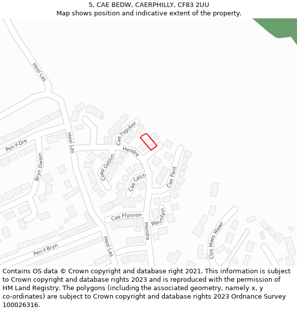 5, CAE BEDW, CAERPHILLY, CF83 2UU: Location map and indicative extent of plot