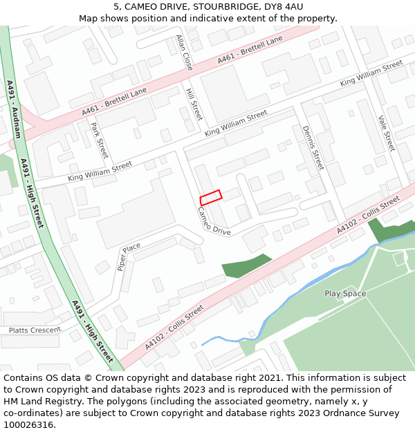 5, CAMEO DRIVE, STOURBRIDGE, DY8 4AU: Location map and indicative extent of plot