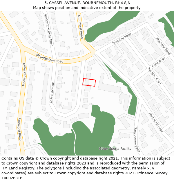 5, CASSEL AVENUE, BOURNEMOUTH, BH4 8JN: Location map and indicative extent of plot