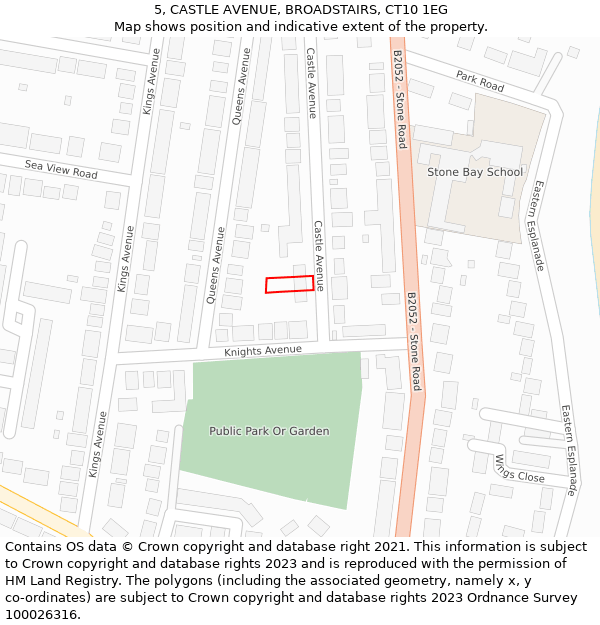 5, CASTLE AVENUE, BROADSTAIRS, CT10 1EG: Location map and indicative extent of plot