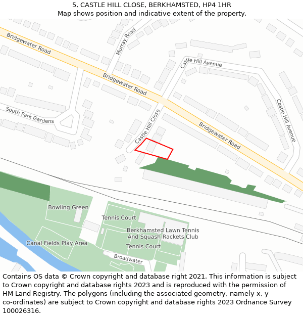 5, CASTLE HILL CLOSE, BERKHAMSTED, HP4 1HR: Location map and indicative extent of plot