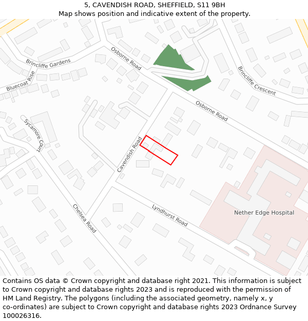 5, CAVENDISH ROAD, SHEFFIELD, S11 9BH: Location map and indicative extent of plot