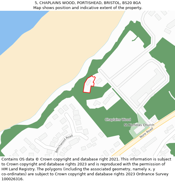 5, CHAPLAINS WOOD, PORTISHEAD, BRISTOL, BS20 8GA: Location map and indicative extent of plot