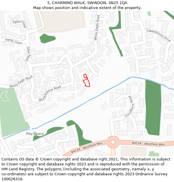 5, CHARMIND WALK, SWINDON, SN25 1QA: Location map and indicative extent of plot