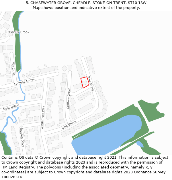 5, CHASEWATER GROVE, CHEADLE, STOKE-ON-TRENT, ST10 1SW: Location map and indicative extent of plot