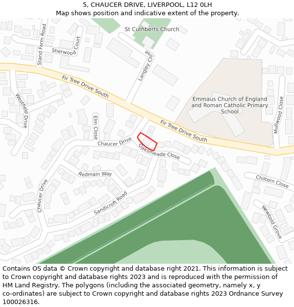 5, CHAUCER DRIVE, LIVERPOOL, L12 0LH: Location map and indicative extent of plot