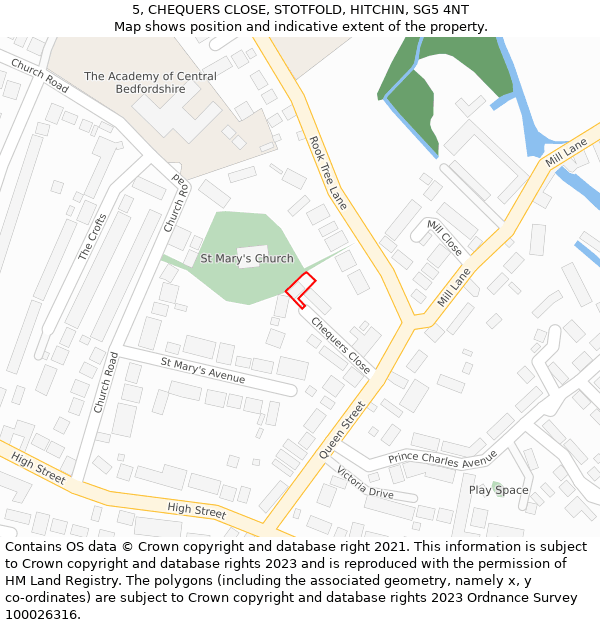 5, CHEQUERS CLOSE, STOTFOLD, HITCHIN, SG5 4NT: Location map and indicative extent of plot