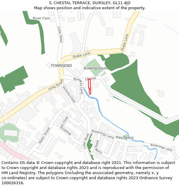 5, CHESTAL TERRACE, DURSLEY, GL11 4JD: Location map and indicative extent of plot