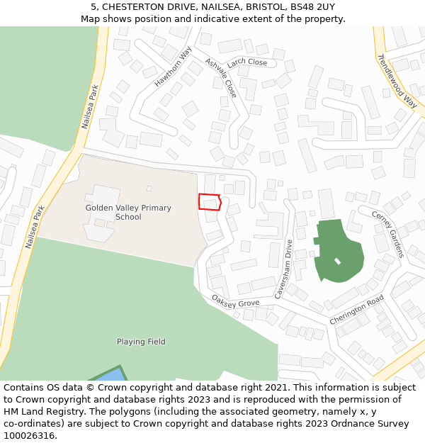 5, CHESTERTON DRIVE, NAILSEA, BRISTOL, BS48 2UY: Location map and indicative extent of plot
