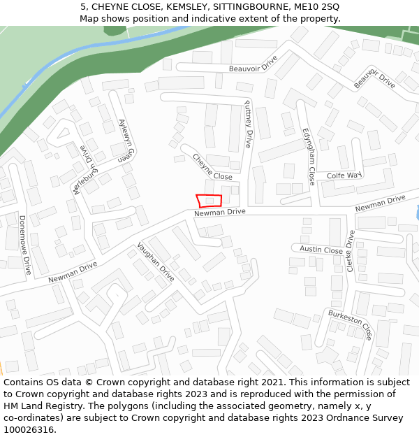 5, CHEYNE CLOSE, KEMSLEY, SITTINGBOURNE, ME10 2SQ: Location map and indicative extent of plot