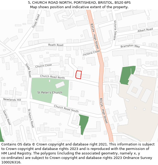 5, CHURCH ROAD NORTH, PORTISHEAD, BRISTOL, BS20 6PS: Location map and indicative extent of plot