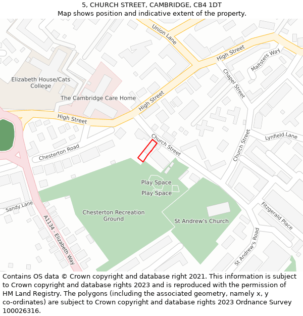 5, CHURCH STREET, CAMBRIDGE, CB4 1DT: Location map and indicative extent of plot
