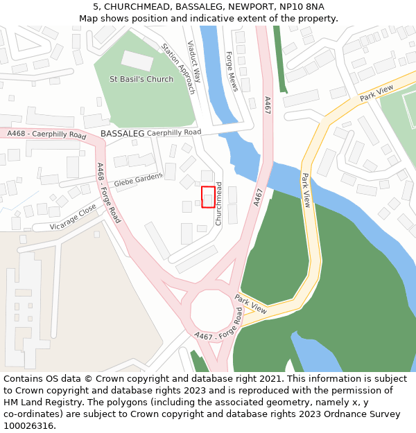 5, CHURCHMEAD, BASSALEG, NEWPORT, NP10 8NA: Location map and indicative extent of plot