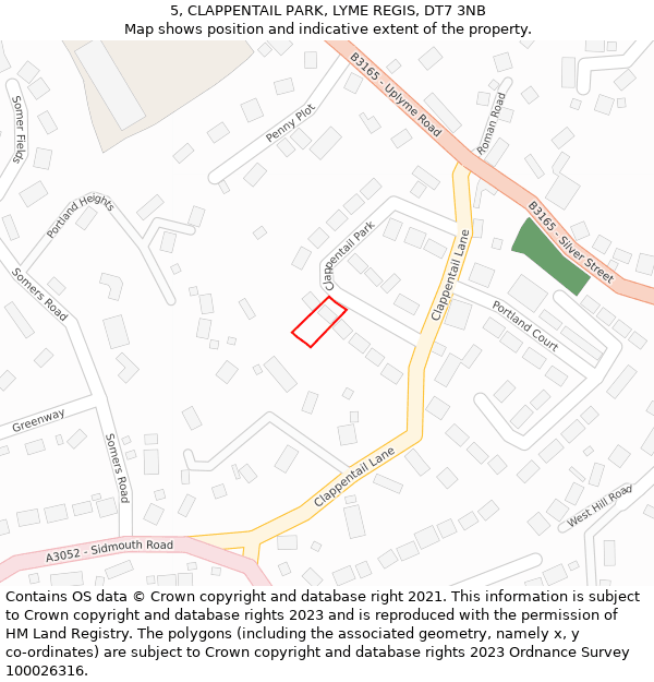 5, CLAPPENTAIL PARK, LYME REGIS, DT7 3NB: Location map and indicative extent of plot