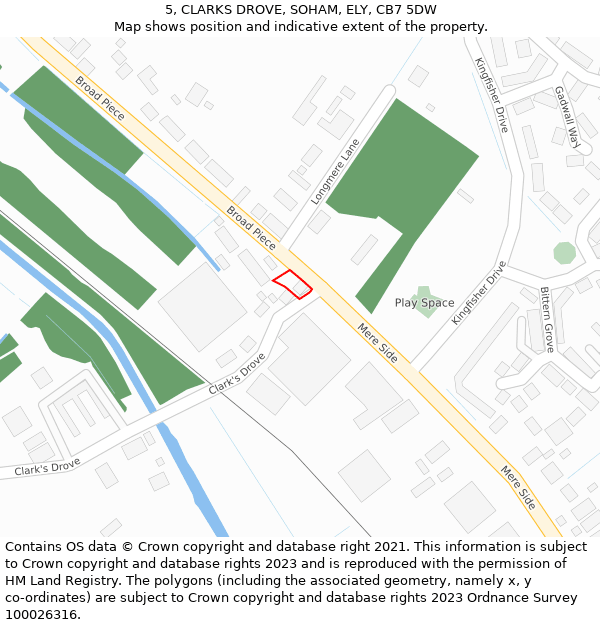 5, CLARKS DROVE, SOHAM, ELY, CB7 5DW: Location map and indicative extent of plot