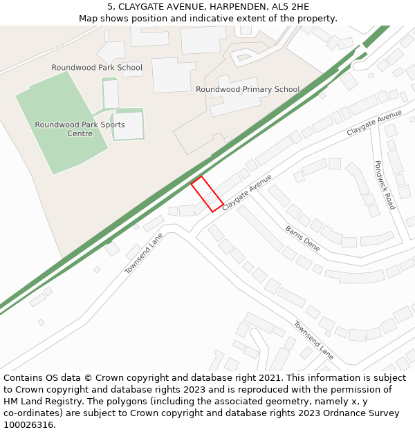 5, CLAYGATE AVENUE, HARPENDEN, AL5 2HE: Location map and indicative extent of plot