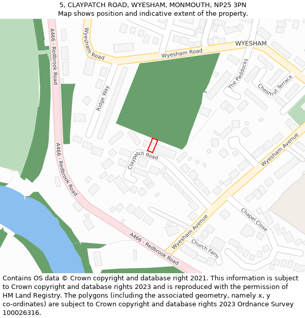 5, CLAYPATCH ROAD, WYESHAM, MONMOUTH, NP25 3PN: Location map and indicative extent of plot