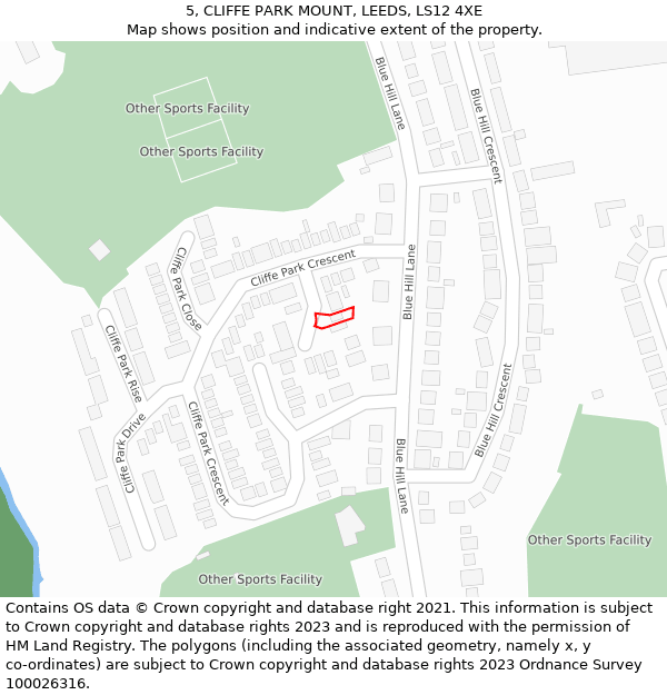 5, CLIFFE PARK MOUNT, LEEDS, LS12 4XE: Location map and indicative extent of plot