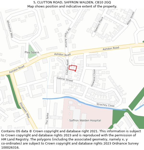 5, CLUTTON ROAD, SAFFRON WALDEN, CB10 2GQ: Location map and indicative extent of plot