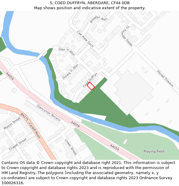 5, COED DUFFRYN, ABERDARE, CF44 0DB: Location map and indicative extent of plot