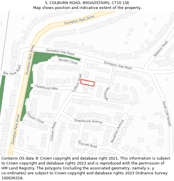 5, COLBURN ROAD, BROADSTAIRS, CT10 1SE: Location map and indicative extent of plot