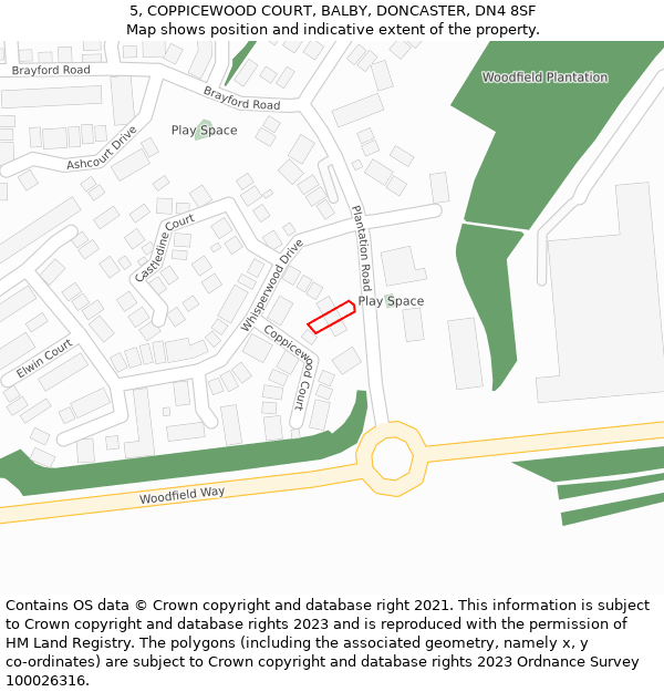 5, COPPICEWOOD COURT, BALBY, DONCASTER, DN4 8SF: Location map and indicative extent of plot