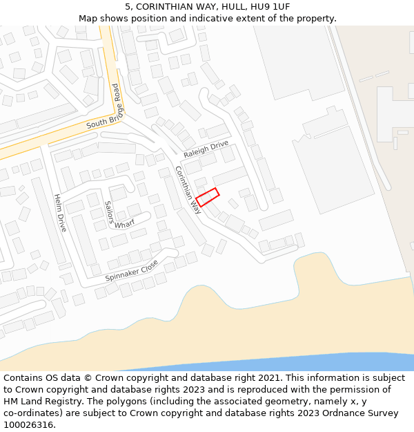 5, CORINTHIAN WAY, HULL, HU9 1UF: Location map and indicative extent of plot