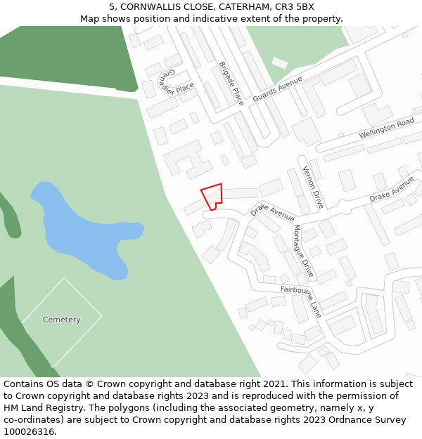 5, CORNWALLIS CLOSE, CATERHAM, CR3 5BX: Location map and indicative extent of plot