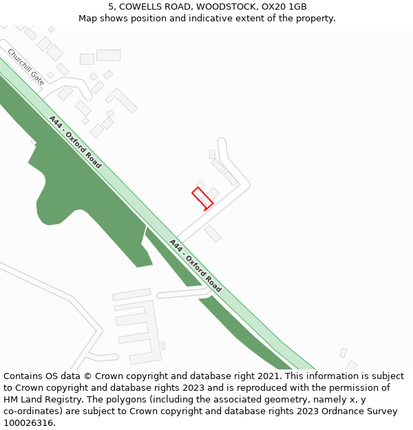 5, COWELLS ROAD, WOODSTOCK, OX20 1GB: Location map and indicative extent of plot