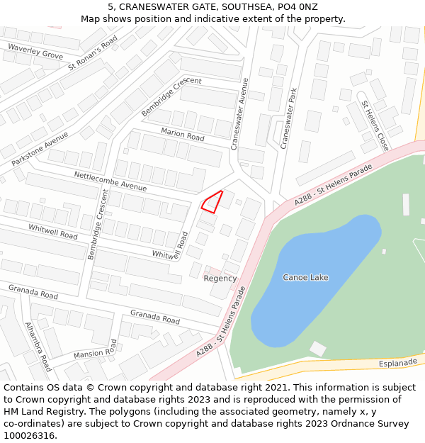 5, CRANESWATER GATE, SOUTHSEA, PO4 0NZ: Location map and indicative extent of plot