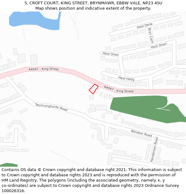 5, CROFT COURT, KING STREET, BRYNMAWR, EBBW VALE, NP23 4SU: Location map and indicative extent of plot