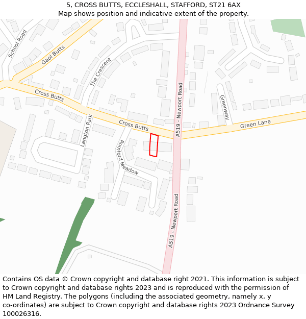 5, CROSS BUTTS, ECCLESHALL, STAFFORD, ST21 6AX: Location map and indicative extent of plot