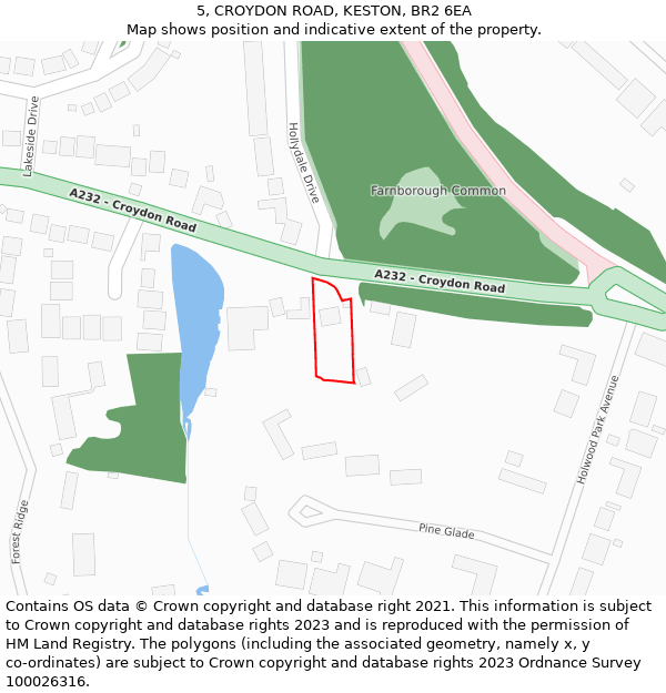 5, CROYDON ROAD, KESTON, BR2 6EA: Location map and indicative extent of plot