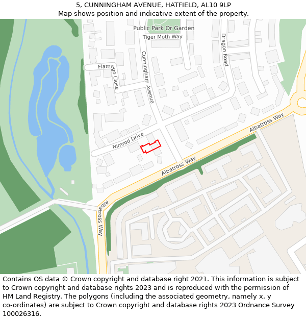 5, CUNNINGHAM AVENUE, HATFIELD, AL10 9LP: Location map and indicative extent of plot