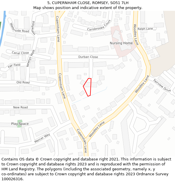 5, CUPERNHAM CLOSE, ROMSEY, SO51 7LH: Location map and indicative extent of plot