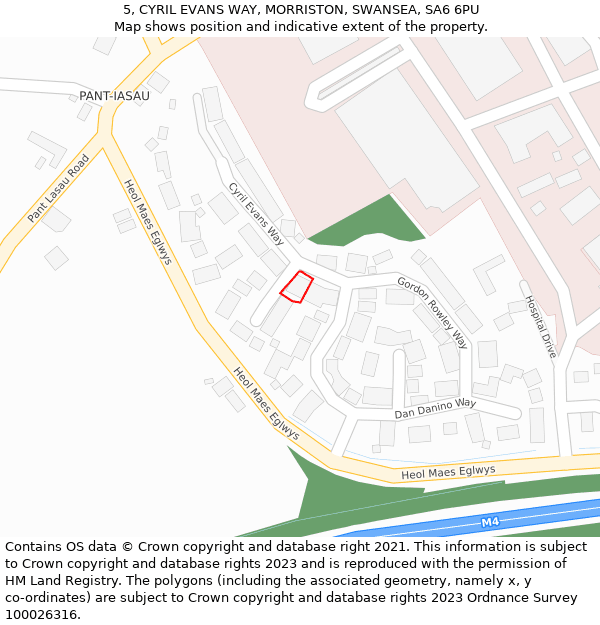 5, CYRIL EVANS WAY, MORRISTON, SWANSEA, SA6 6PU: Location map and indicative extent of plot