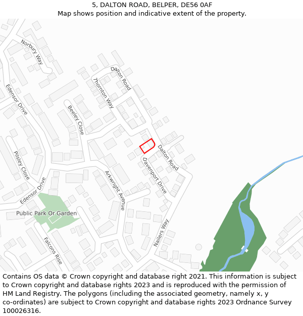 5, DALTON ROAD, BELPER, DE56 0AF: Location map and indicative extent of plot