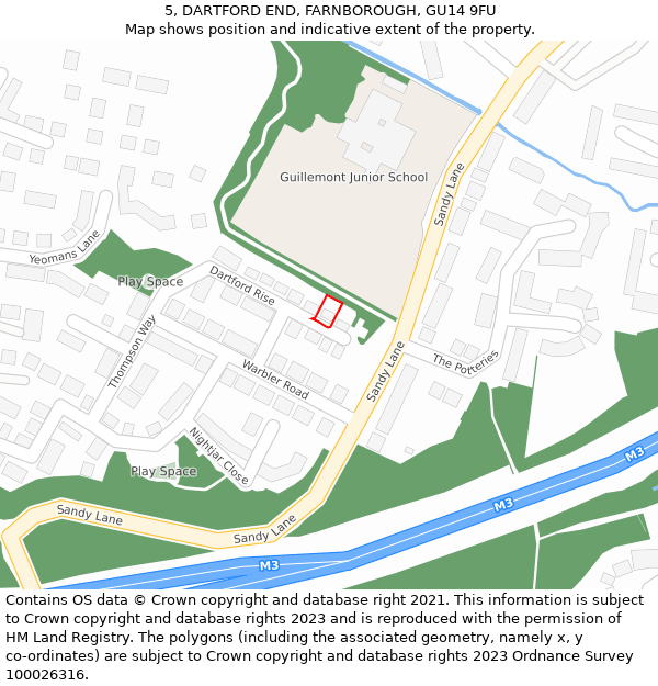 5, DARTFORD END, FARNBOROUGH, GU14 9FU: Location map and indicative extent of plot