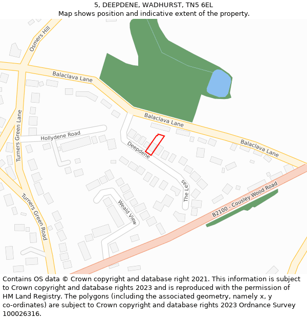 5, DEEPDENE, WADHURST, TN5 6EL: Location map and indicative extent of plot