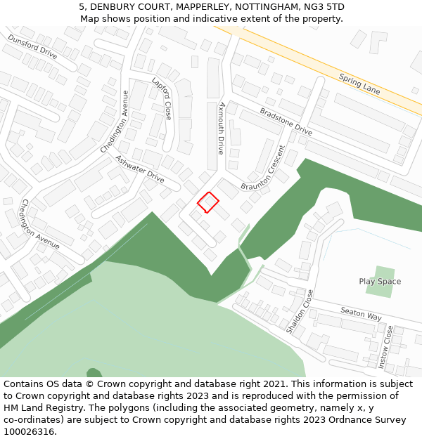 5, DENBURY COURT, MAPPERLEY, NOTTINGHAM, NG3 5TD: Location map and indicative extent of plot