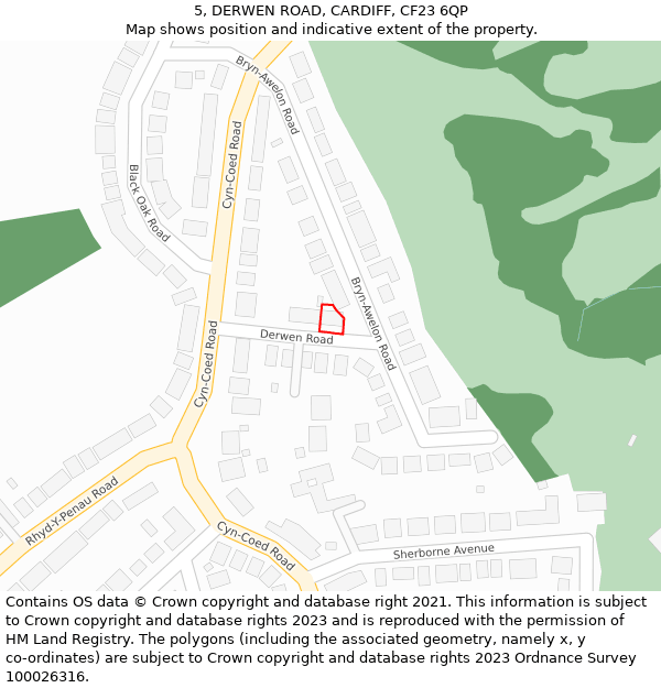 5, DERWEN ROAD, CARDIFF, CF23 6QP: Location map and indicative extent of plot