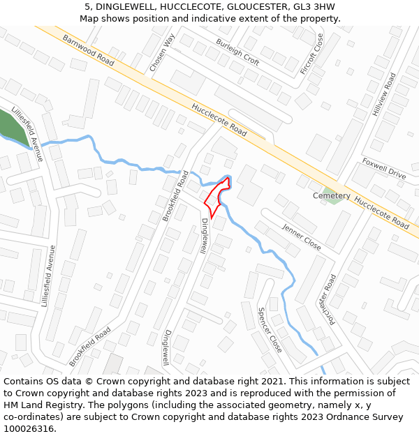 5, DINGLEWELL, HUCCLECOTE, GLOUCESTER, GL3 3HW: Location map and indicative extent of plot