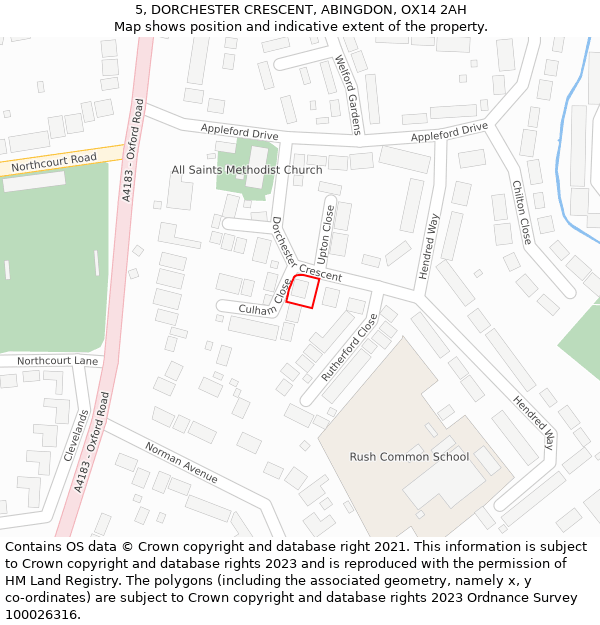 5, DORCHESTER CRESCENT, ABINGDON, OX14 2AH: Location map and indicative extent of plot