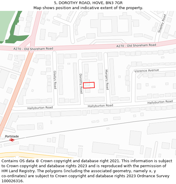 5, DOROTHY ROAD, HOVE, BN3 7GR: Location map and indicative extent of plot